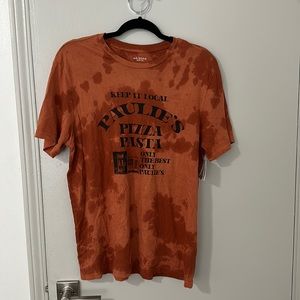 orange tie dye graphic t-shirt